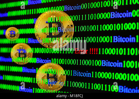 Bitcoin,binary code with lettering Error Stock Photo