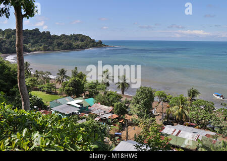 View across the landing beach in Drake Bay, on the Osa Peninsula in Puntarenas Province, Costa Rica Stock Photo