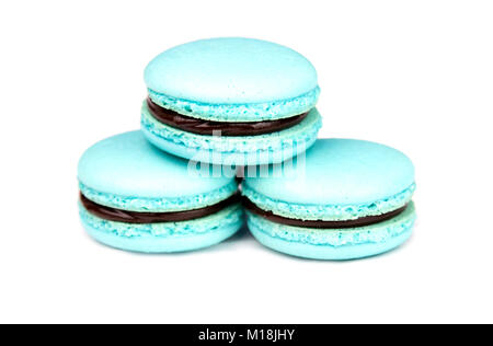 three macarons isolated on white Stock Photo