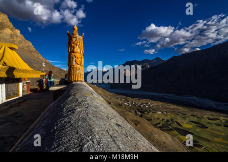 View from the terrace of Key monastery, Spiti valley Stock Photo