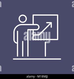 Presentation business people icon simple line flat illustration. Stock Vector