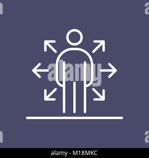 Multi task employer business people icon simple line flat illustration. Stock Vector