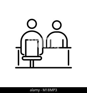 Job interview business people icon simple line flat illustration. Stock Vector