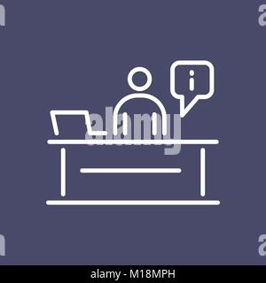 Reception desk business people icon simple line flat illustration. Stock Vector