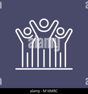 Group of people business people icon simple line flat illustration. Stock Vector