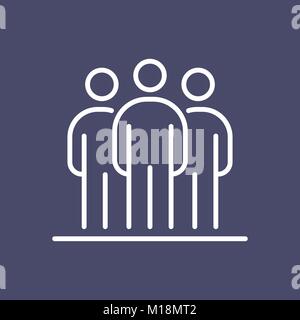 Simple crowd icons, group of people silhouettes standing in rows ...