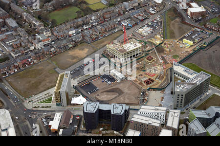 aerial view of new commercial development in the Leazes area of Newcastle upon Tyne, UK Stock Photo