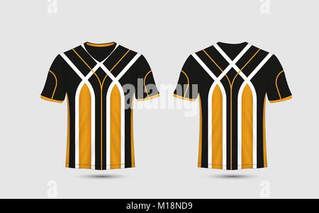 Black and gold pattern sport football kits, jersey, t-shirt design template  Stock Vector