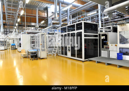 high tech factory - production of solar cells - machinery and interiors Stock Photo