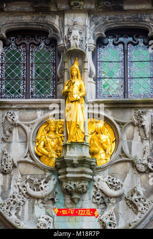 Bruges, Belgium - April 17, 2017: The Basilica of the Holy Blood in Market Square, Bruges, West Flanders, Belgium Stock Photo