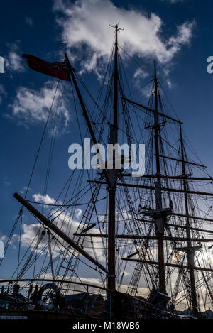 The Kaskelot tall ship moored at Millennium Square Landing, Bristol, UK Stock Photo