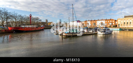 The Bathurst Basin in the old docks quarter, Bristol, UK Stock Photo