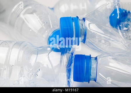 Empty plastic bottles are recyclable - closeup Stock Photo