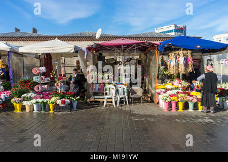 ISTANBUL, TURKEY - December 13, 2017: Little flower shops in Taksim Square Stock Photo