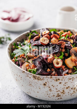 Warm buckwheat and beetroot salad Stock Photo