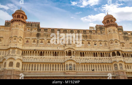 Junagarh Fort at Bikaner Rajasthan with white marble architecture. A historic Indian Fort with royal palace built in the year 1478 Stock Photo