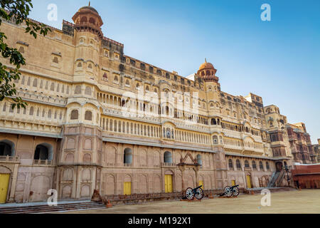 Junagarh Fort at Bikaner Rajasthan with white marble architecture. A historic Indian Fort with royal palace built in the year 1478 Stock Photo