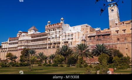 Junagarh Fort at Bikaner Rajasthan backside garden view with royal palace and clock tower Stock Photo