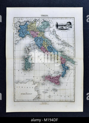 1877 Migeon Map - Italy Stock Photo