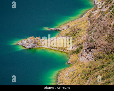 Amazing detail of Quilotoa lagoon shoreline, volcanic crater lake in Ecuador Stock Photo