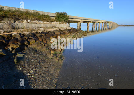 The bridge from Dauphin Island to the mainland. Stock Photo