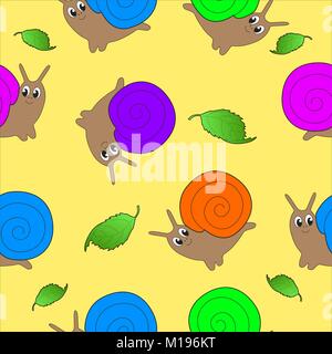 Seamless cartoon texture for children in the form of snails. Stock Vector