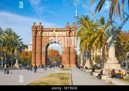 Arc de Triomf or Arco de Triunfo, Barcelona, Catalonia, Spain Stock Photo