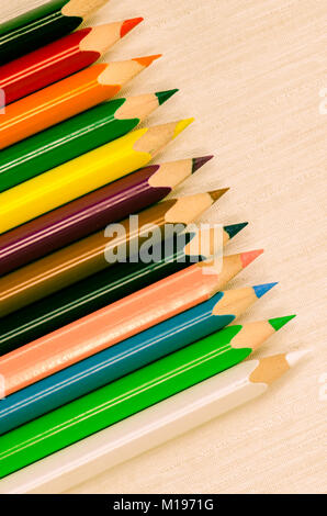 colorful pencils in a row Stock Photo
