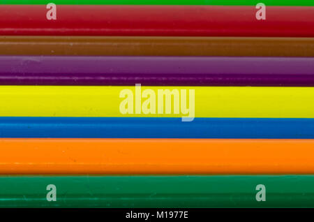 detail of colorful pencils in a row Stock Photo