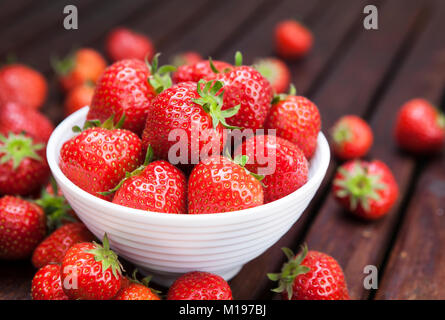 Strawberry on wooden background. Copy space Stock Photo