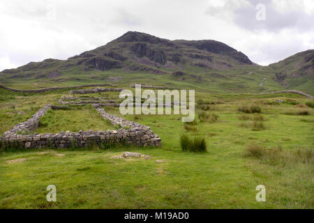 Remains of Hardknott Roman Fort near Hardknott Pass in Eskdale, The Lake District, Cumbria, UK Stock Photo