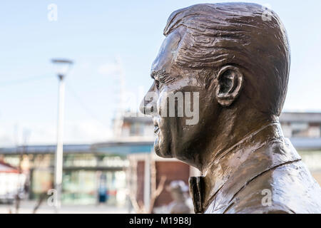 Bronze statue of movie star Cary Grant. Bristol famous. Millenium Square, Bristol, UK. Stock Photo