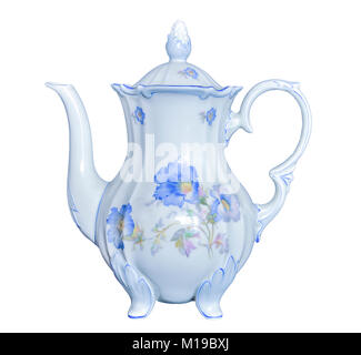 Vintage antique elegant porcelain tea pot isolated on a white background isolated Stock Photo