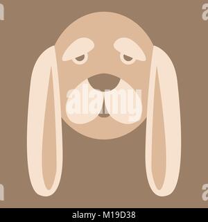 old rabbit face cartoon vector illustration flat style front side Stock Vector