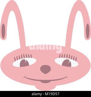 rabbit face cartoon vector illustration flat style front side Stock ...