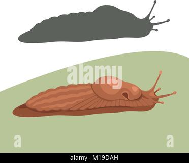 slug snail  cartoon vector illustration flat style front side Stock Vector