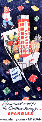 Spangles sweets vintage advertising for Christmas 1955 Stock Photo