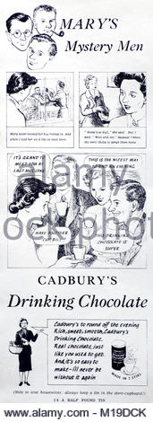 Cadbury's drinking chocolate vintage advertising 1952 Stock Photo