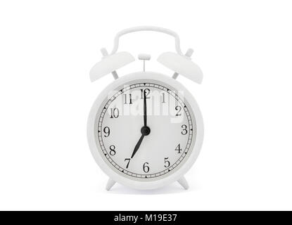 White old style alarm clock with clipping path Stock Photo