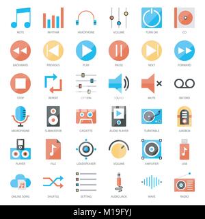 music user interface flat icon, isolated on white background Stock Vector