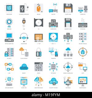 about computer flat icon, cloud technology, computer accessory, isolated on white background Stock Vector