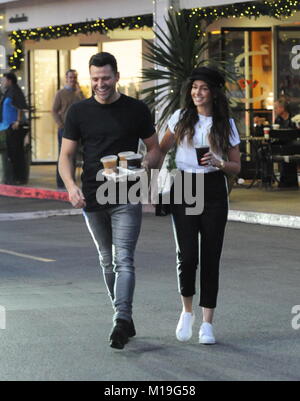 Mark Wright and wife Michelle Keegan gets a quick fix at starbucks in Bel Air Ca.  Featuring: Mark Wright, Michelle Keegan Where: Bel Air, California, United States When: 29 Dec 2017 Credit: WENN Stock Photo