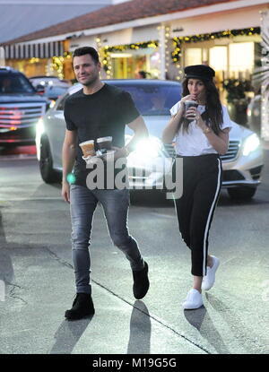 Mark Wright and wife Michelle Keegan gets a quick fix at starbucks in Bel Air Ca.  Featuring: Mark Wright, Michelle Keegan Where: Bel Air, California, United States When: 29 Dec 2017 Credit: WENN Stock Photo