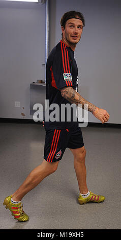 HARRISON, NJ - JULY 25: David Beckham of the Los Angeles Galaxy practices for the All Star Game.  The MLS All-Star game will be played on Wednesday July 27, 2011 at Red Bulls Arena in Harrison, New Jersey   People:   David Beckham Stock Photo