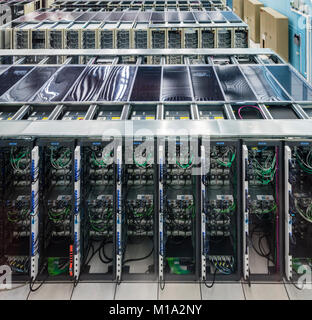 Geneva, Switzerland - 26 Jan 2018: Servers at the data centre of the European Organization for Nuclear Research (CERN) in Geneva, Switzerland. Stock Photo