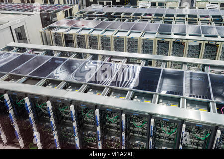 Geneva, Switzerland - 26 Jan 2018: Servers at the data centre of the European Organization for Nuclear Research (CERN) in Geneva, Switzerland. Stock Photo