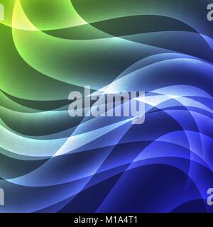 abstract vector glowing background with soft lines - green and blue Stock Vector