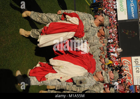 About 125 members of the California National Guard were special guests during the playoff game between the San Francisco 49ers and the New Orleans Saints on Jan. 14, 2012. They were part of the pre-game, halftime and post-game festivities. (Air National Guard photo/Master Sgt. David Loeffler) Stock Photo