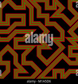 abstract vector background with stripes pattern - red and green on black background Stock Vector