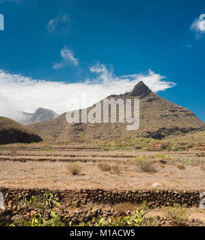 The iconic mountain of Roque de Imoque from Arona, a popular area for country walking in southern Tenerife Stock Photo